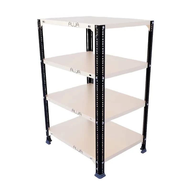ALIJA 36 x 23 x 18 Inches 4 Shelves Multipurpose Storage Rack With Accessories (Gauge-24 gauge shelves, 18 gauge angle,Color-Black)