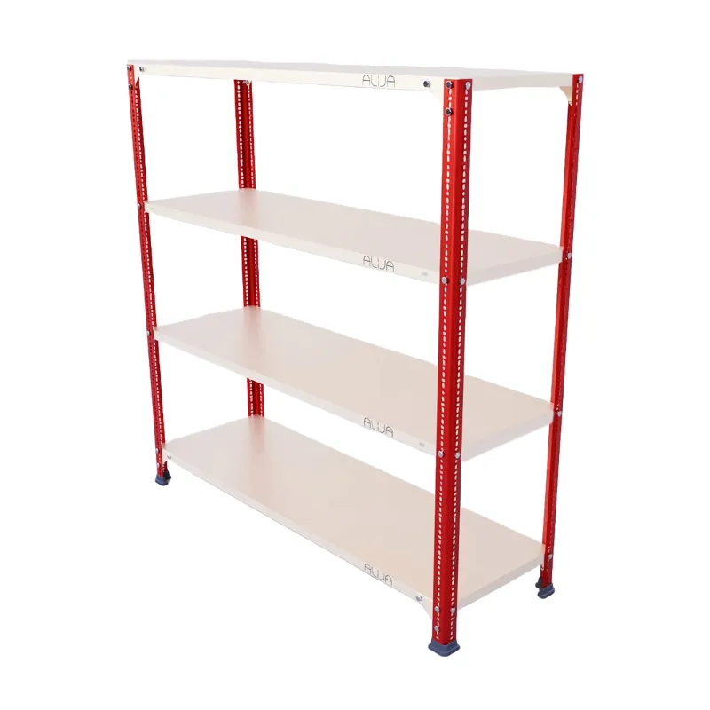 ALIJA 48 x 47 x 15 Inches 4 Shelves Multipurpose Storage Rack (Color-Red and Ivory,Gauge-22 Gauge Shelves, 16 Gauge Angle)