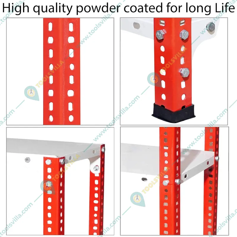 ALIJA 48 x 47 x 15 Inches 4 Shelves Multipurpose Storage Rack (Color-Red and Ivory,Gauge-22 Gauge Shelves, 16 Gauge Angle)