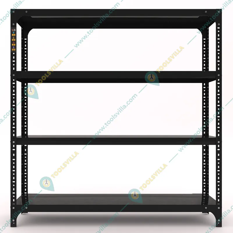 FIDVI® 9D X 35L X 36H Inch 4 Shelves Powder Coated Slotted Angle Metal Rack With Accessories ( SR-005)