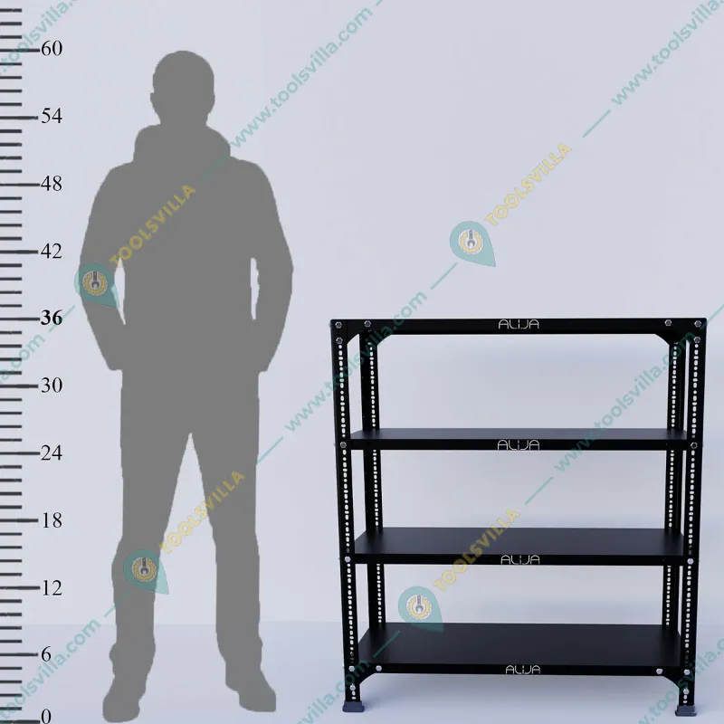 Menage 36 x 35 x 12 Inch 4 Shelves Multipurpose Storage Rack With Accessories