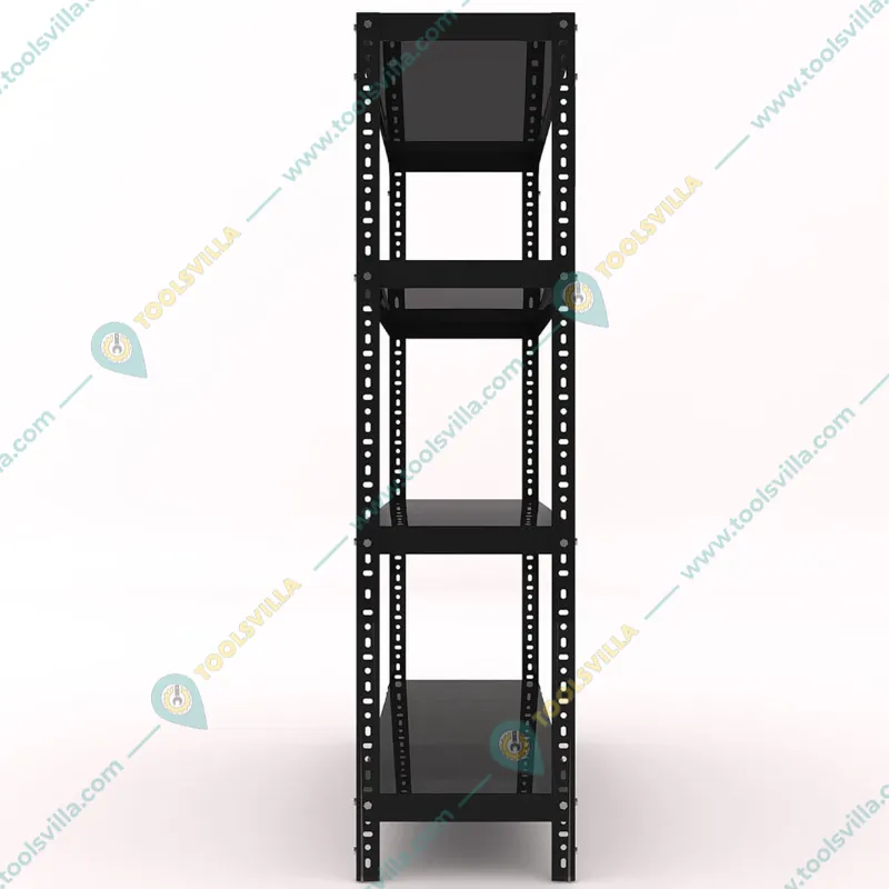 FIDVI® 9D X 29L X 36H Inch 4 Shelves Powder Coated  Slotted Angle Metal Rack With Accessories ( SR-004)