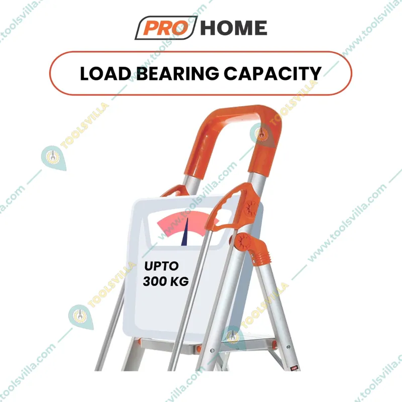 ProHome 4 Steps Foldable Aluminium Ladder With Hand Railing (LAD-WR-04) - 5 Year Warranty