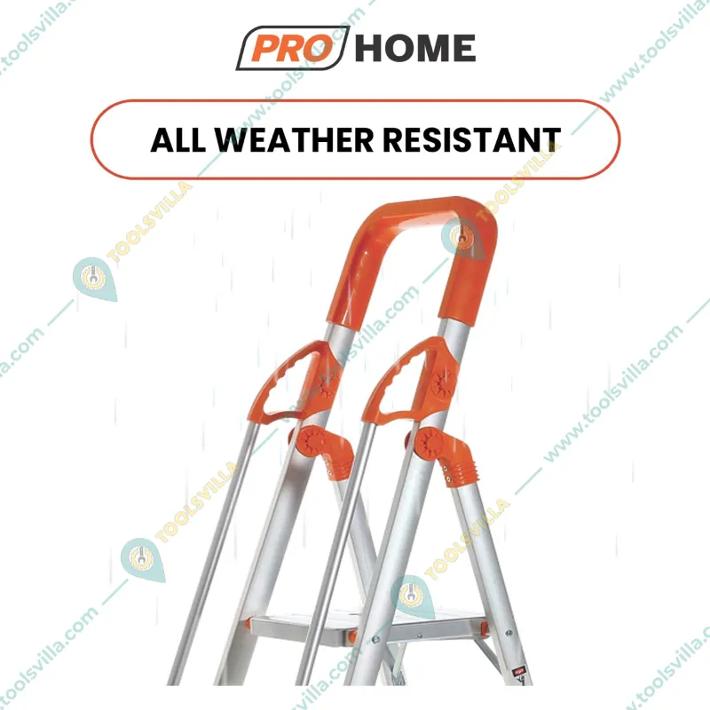 ProHome 4 Steps Foldable Aluminium Ladder With Hand Railing (LAD-WR-04) - 5 Year Warranty