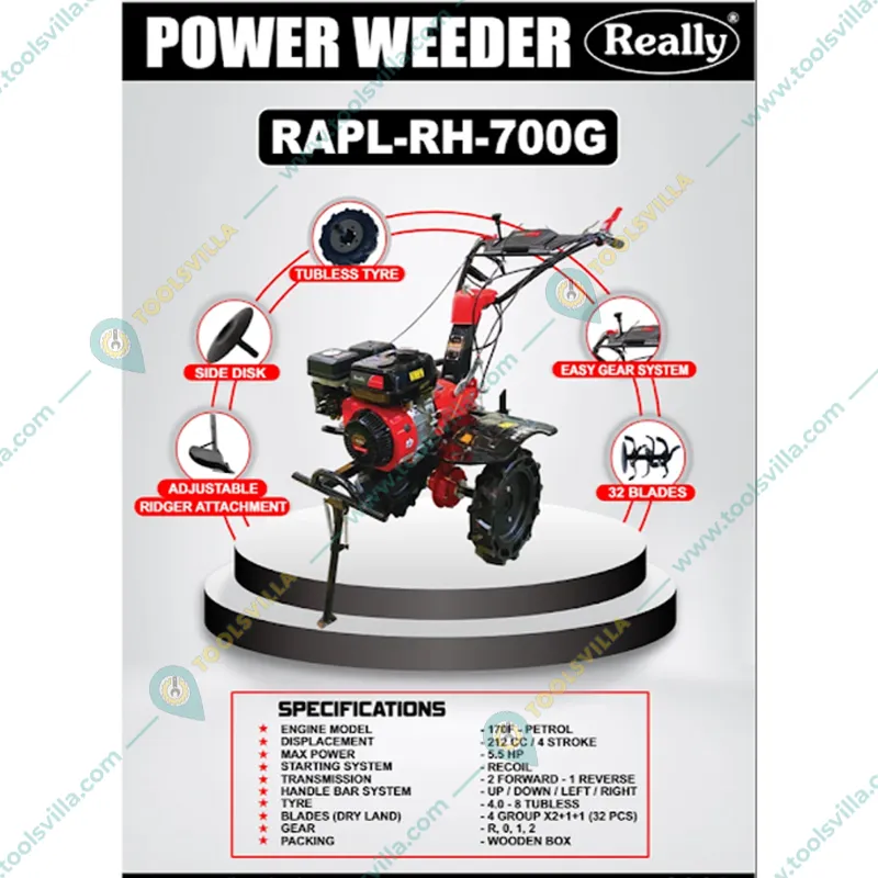 Really RAPL-RH-700G, Rotary Tiller, 4 Stroke 7 HP Petrol Power Weeder