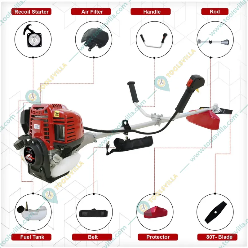 Mitsuyama DX-PCH-35SP, 4 Stroke Sidepack Brush Cutter 35 CC, With 2T Blade, TCT Blade & Nylon Trimmer Head.  