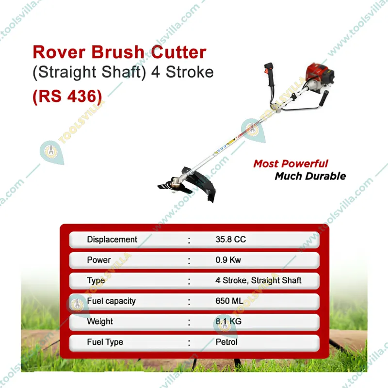 Rover RS-436, 4 Stroke Sidepack Brush Cutter with 2T,80T Blade and Tap&Go Attachment