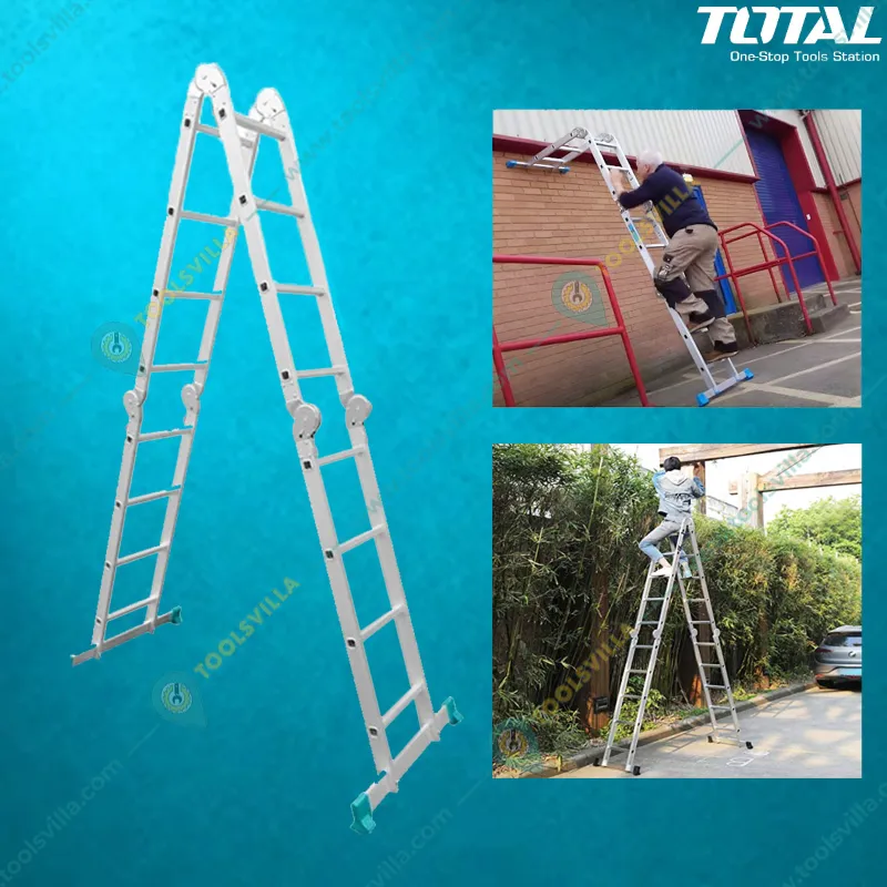 Total 4x4 Steps 150 Kg Load Capacity Multi Purpose Aluminium Ladder- With 2pcs Scaffold Plate (THLAD04441) 