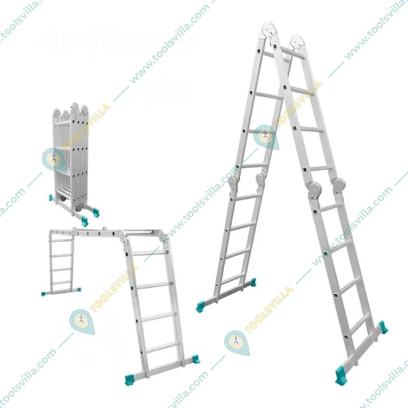 Total 4x4 Steps 150 Kg Load Capacity Multi Purpose Aluminium Ladder- With 2pcs Scaffold Plate (THLAD04441) 