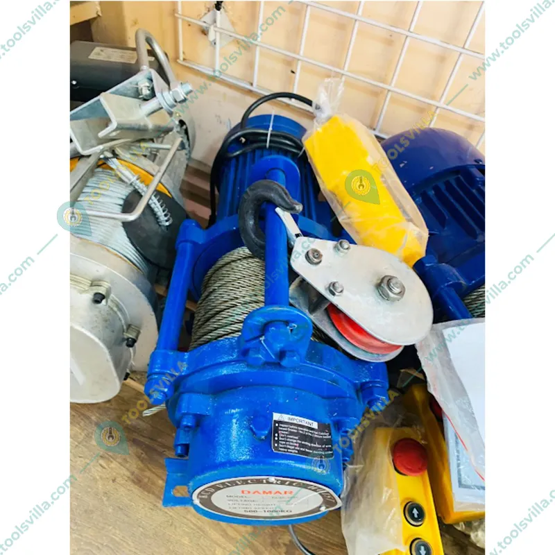 Damar 500-1000 KG load capacity, 3 hp Electric Wire Rope Hoist With 8 MM & 50 Meter Wire Rope