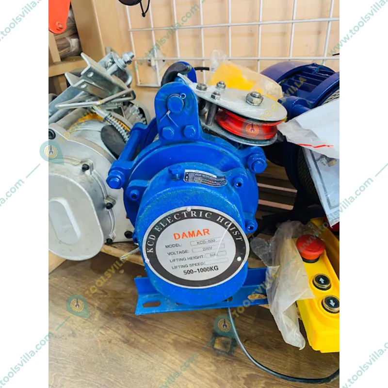 Damar 500-1000 KG load capacity, 3 hp Electric Wire Rope Hoist With 8 MM & 50 Meter Wire Rope