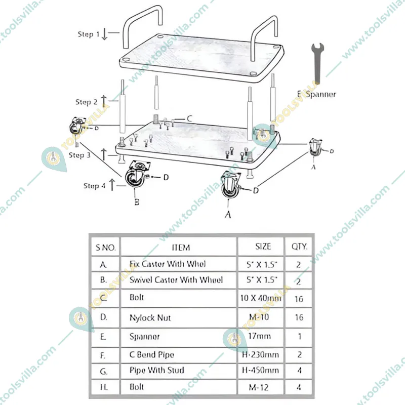 SRP 2 Layer 500 Kg Load Capacity Plastic Platform Trolley