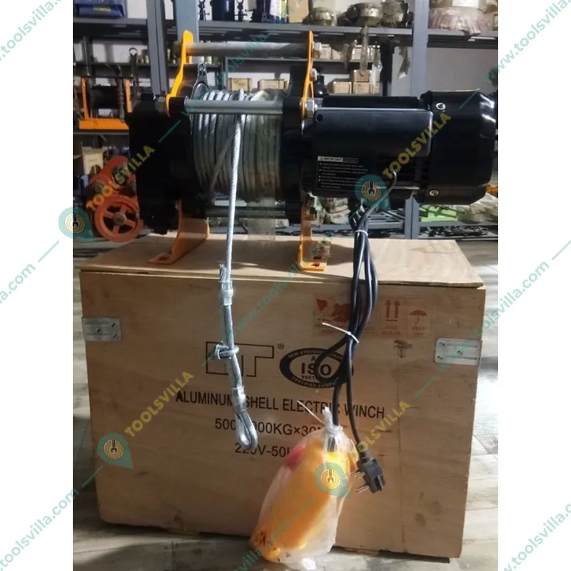 HT 500kg Capacity 360° Mini Crane With Electric Winch, 3 Hp Motor - 40 m Wire Rope & 2 pcs Double Wheel Trolley