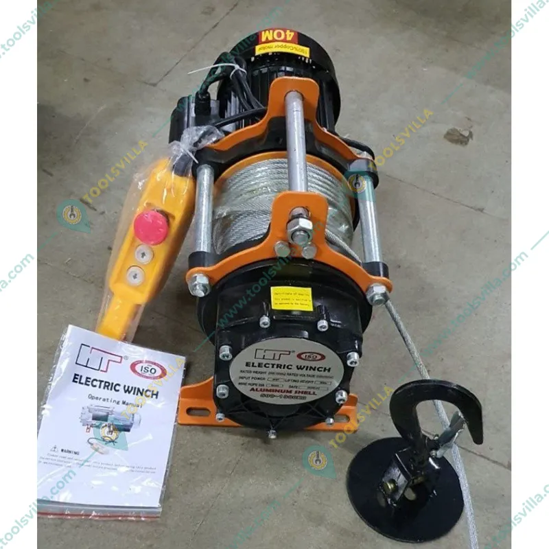 HT 500kg Capacity 360° Mini Crane With Electric Winch, 3 Hp Motor - 40 m Wire Rope & 2 pcs Double Wheel Trolley