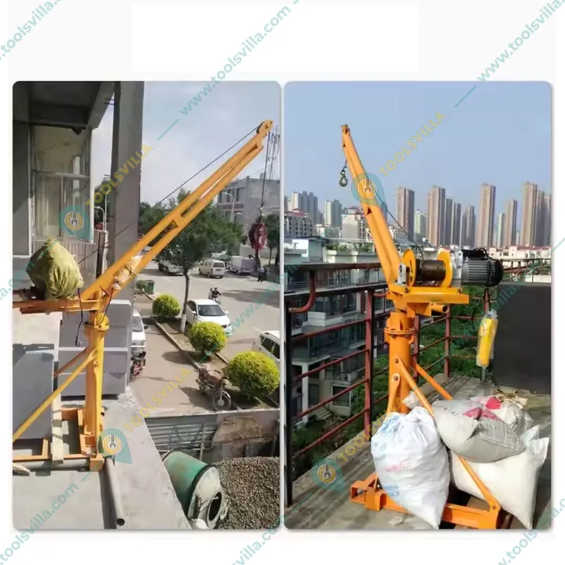 HT 500kg Capacity 360° Mini Crane With Electric Winch, 3 Hp Motor - 40 m Wire Rope & 2 pcs Double Wheel Trolley