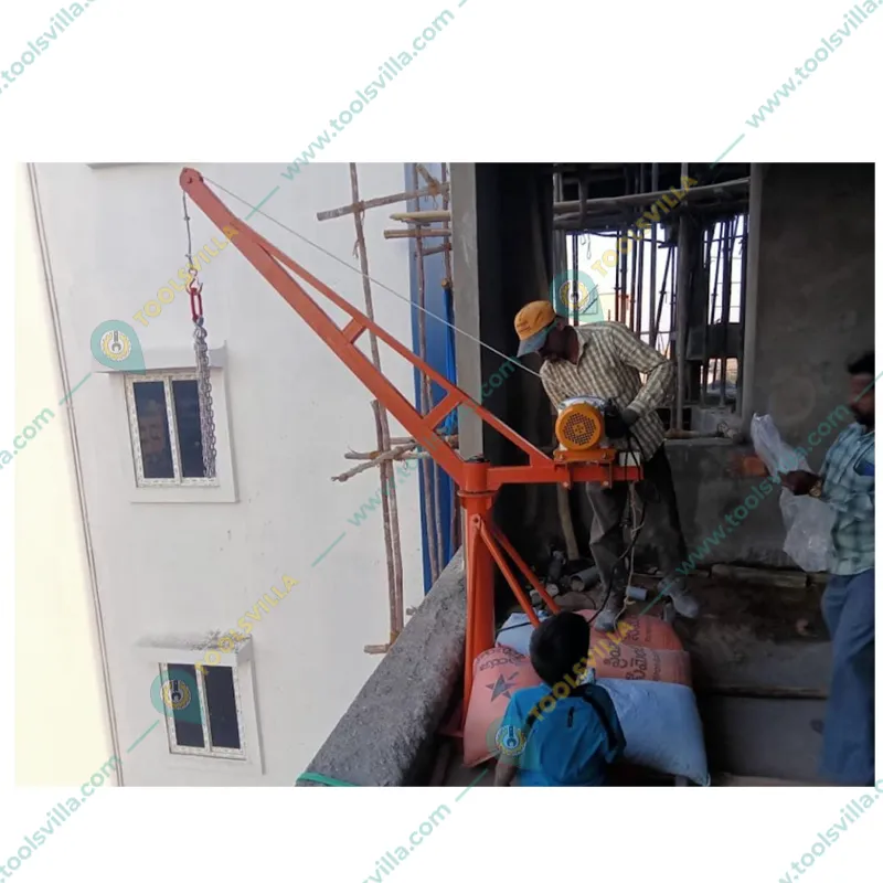 HT 500kg Capacity 360° Mini Crane With Electric Winch, 3 Hp Motor - 40 m Wire Rope & 2 pcs Double Wheel Trolley