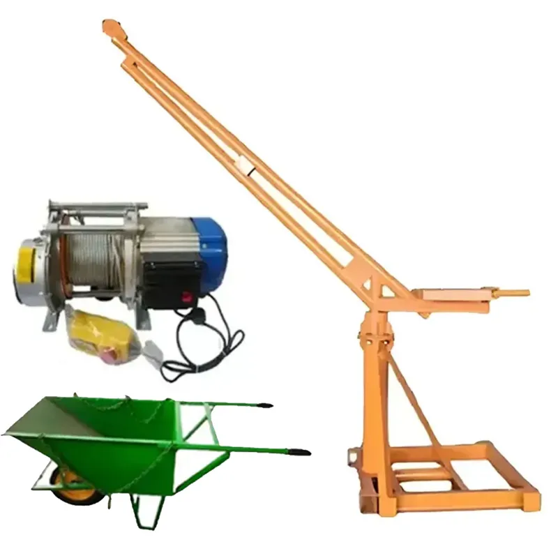 HT 500 kg Capacity 360° Mini Crane With Electric Winch, 3 HP Copper Winding Motor, 50 Meter Wire Rope & Wheel Barrow