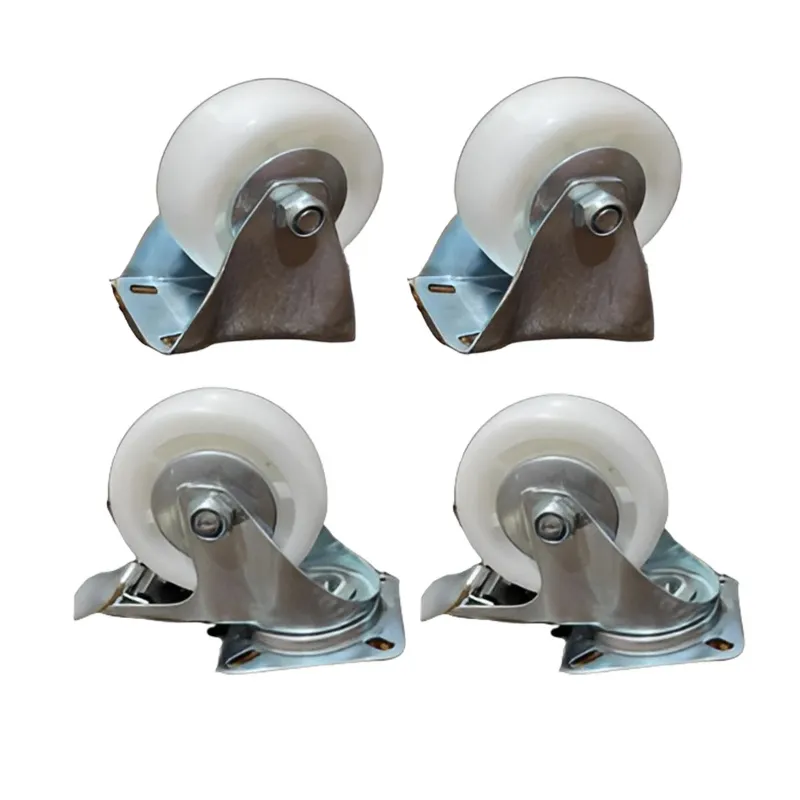 Suwas Trolley 4 x 2 Inch Pack Of 4 PP Caster Wheel With 500 Kg Load Capacity (2 Fixed & 2 Swivel With Brake) | 6 Months Warranty