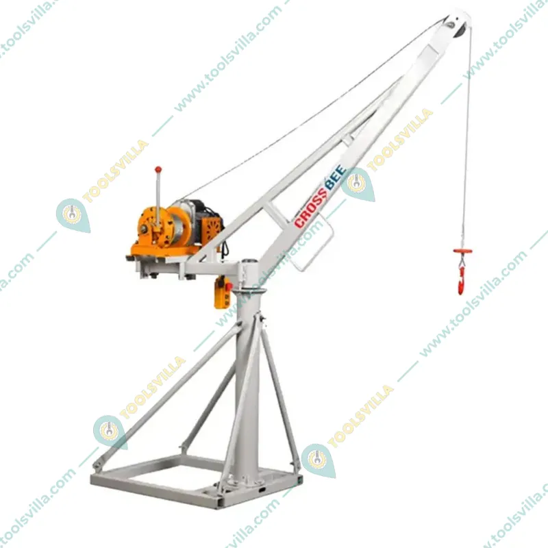 Crossbee 500 kg Mini Crane 360° With Electric Clutch Winch, 3 HP Motor, 50 Meter 8 mm Wire Rope & 2 Pcs Double Wheel Trolley