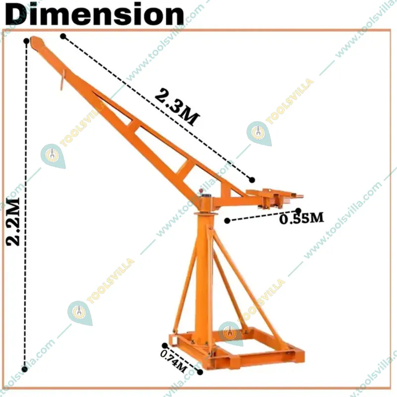 Crossbee 500 kg Mini Crane 360° With Electric Clutch Winch, 3 HP Motor, 50 Meter 8 mm Wire Rope & 2 Pcs Double Wheel Trolley