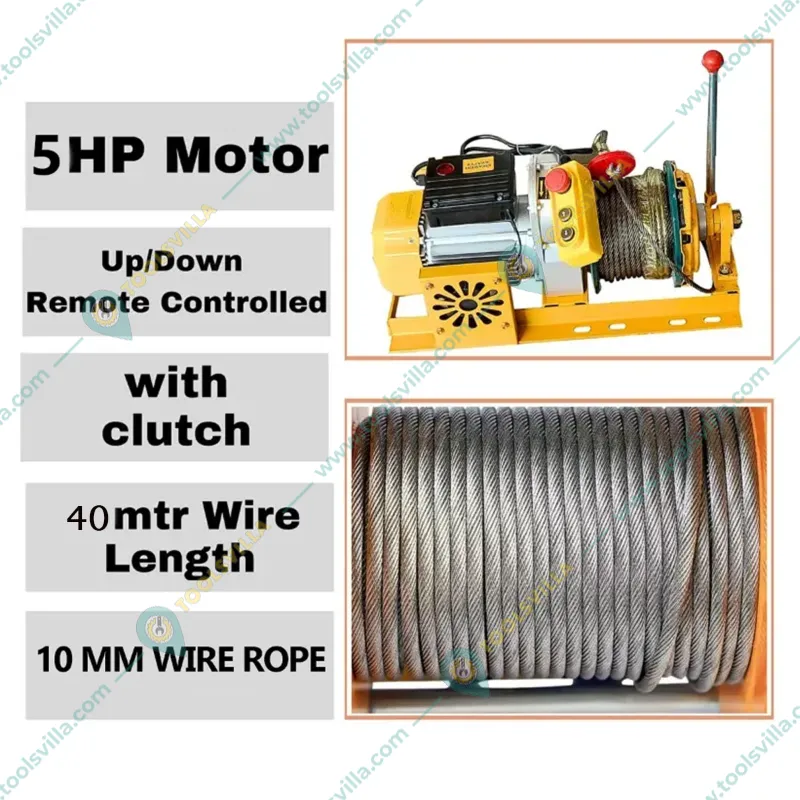 HT 500 kg Capacity 360° Mini Crane With Electric Clutch Winch, 5 HP Motor- 10 mm & 40 Meter Rope