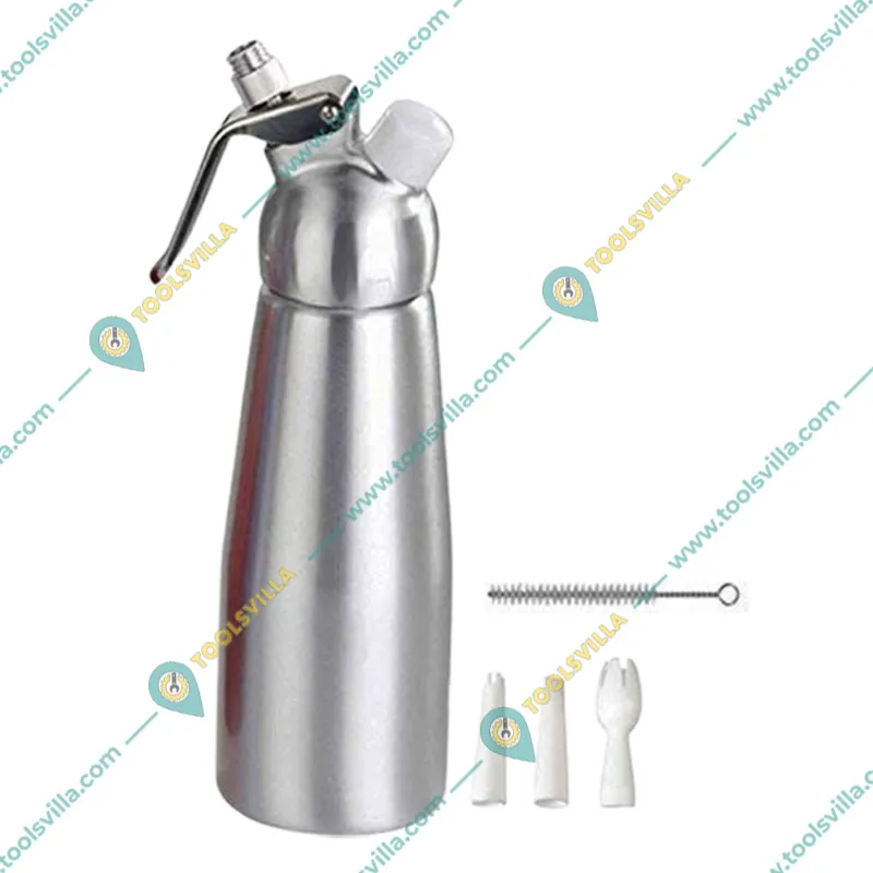 500 ml Cream Whipper with 3 nozzles and a cleaning brush