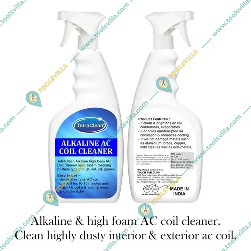 TetraClean 500ml Foaming Alkaline AC Coil Cleaner for Coils, Condensers, Evaporators Spray