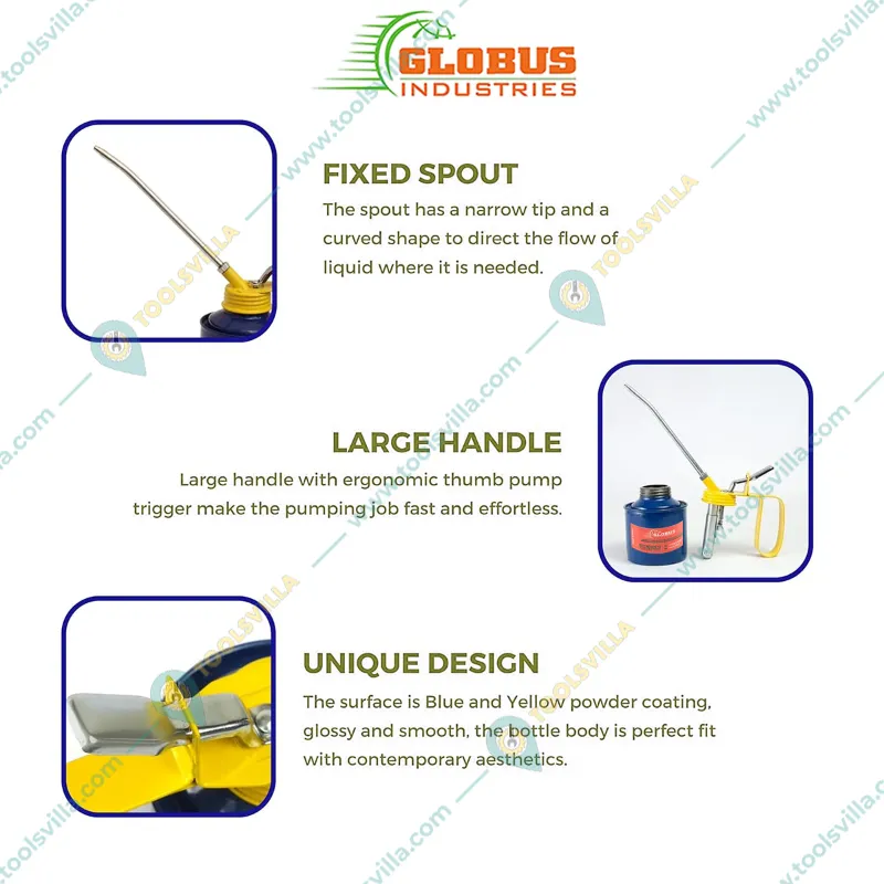 GLOBUS 1 Pint 500ml Blue/Multicolour Steel Oil Can with Fix Spout (327)