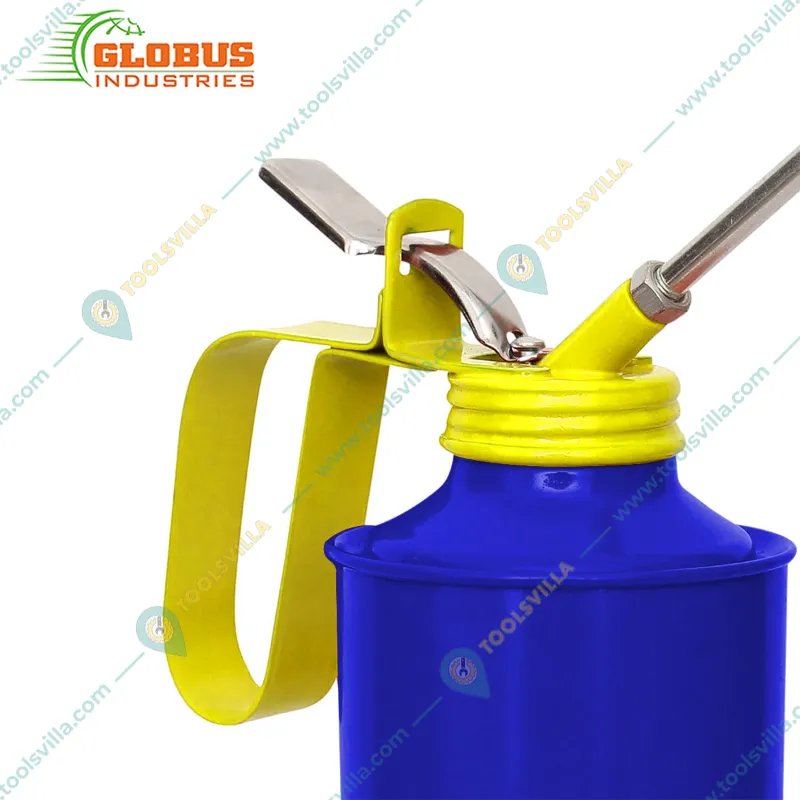 GLOBUS 1 Pint 500ml Blue/Multicolour Steel Oil Can with Fix Spout (327)