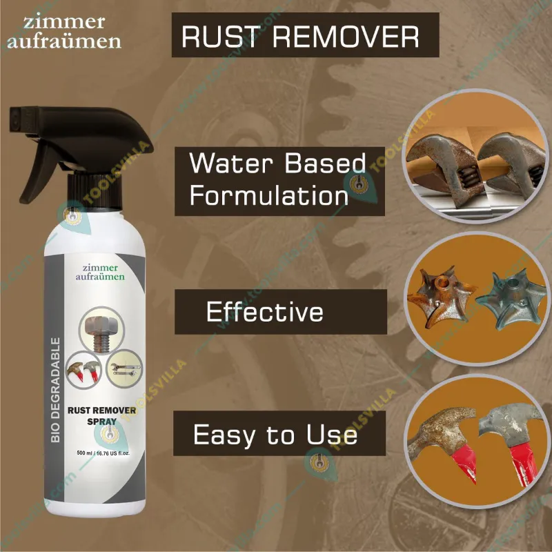 Zimmer Aufraumen 500ml Rust Remover Spray for Iron, Steel, Metal, Rust Cleaning & Protection