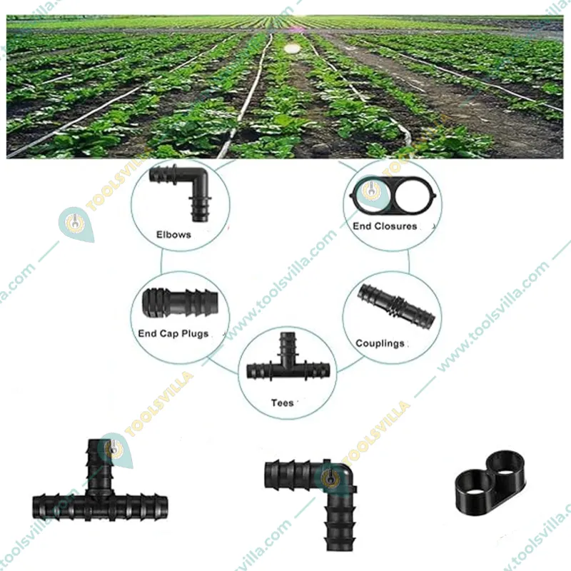 500 Pcs of Drip Irrigation Kit, 1/2 inch Tubing Set Accessories (Tees, Couplings, Elbows, End Cap)