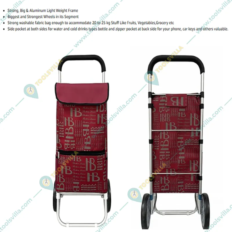 BESTLO EVERBEST® 50 Liter Jumbo Shopping Trolley Bag with Wheels -Red Colour( 2 Year Warranty )