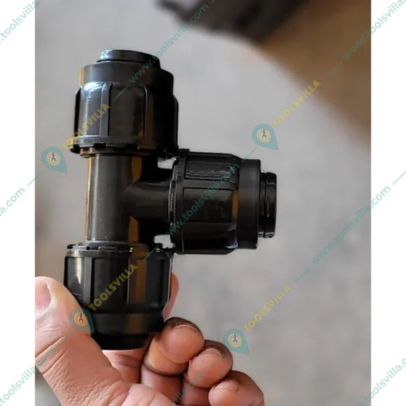 Three Cap 50mm Tee PP Compression HDPE Pipe Fittings for Irrigation (Pack of 3)