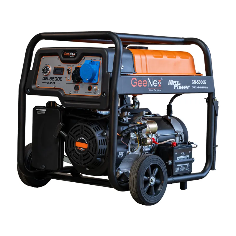 GeeNex 5.5 KVA Single Phase 420 CC Electric Start Petrol Generator with 28L Tank Capacity (GN-5500E), 1 Year Warranty 