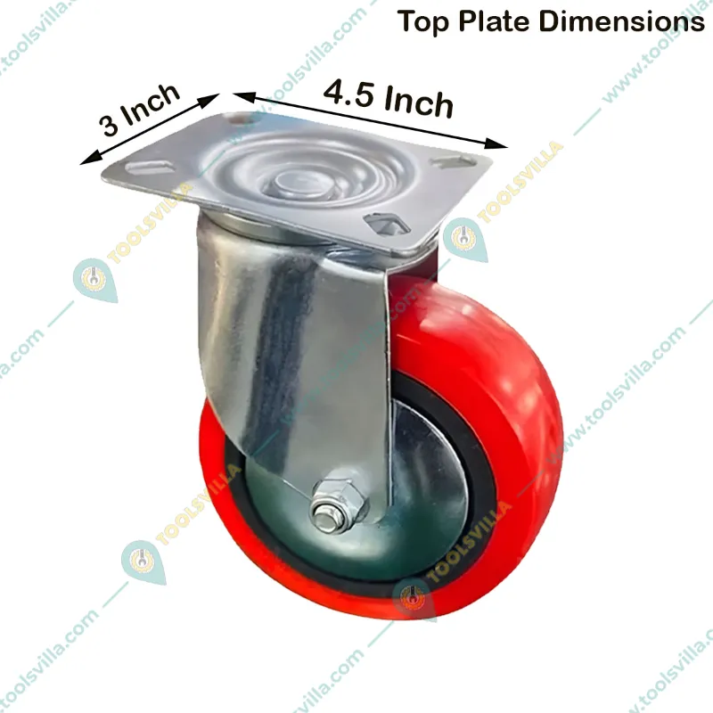 Heavy Duty 5 Inch 150-200 Kg Load Capacity Plate Type Castor Wheel (Pack Of 4)