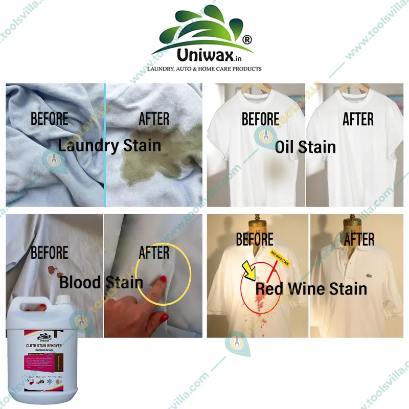 Uniwax 5Kg Cloth Stain Remover to Clean Tough Stains Like Coffee, Ketchup, Gravy Grease, Blood, Collocate Wine, Oil