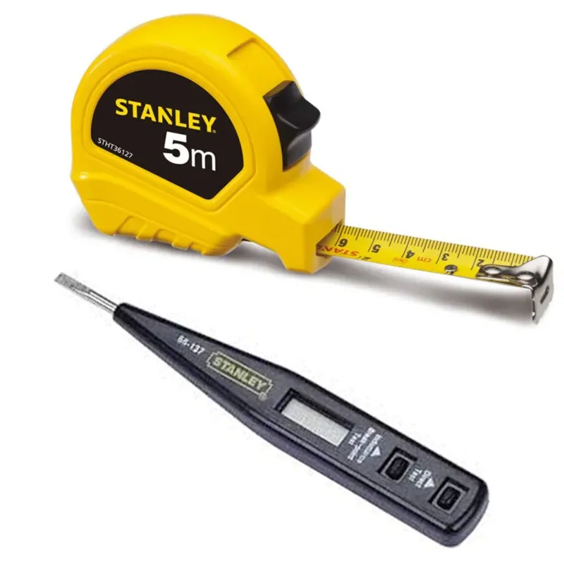 Combo of Stanley Digital Detection Tester & Screwdriver (66-137) and 5 Meter Measuring Tape (STHT36127-812)