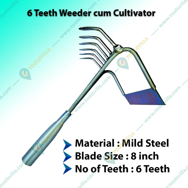 Heavy Duty 6 Teeth 2 in 1 Weeder, Cultivator without Handle for Agriculture (Pack of 5 Pcs)