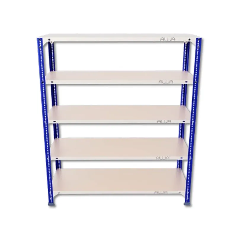 Alija 48 x 41 x 15 Inch 5 Shelves Slotted Angle Metal Rack For Multipurpose uses ( Blue & Ivory)(Gauge-  22 gauge shelves, 16 gauge angle)