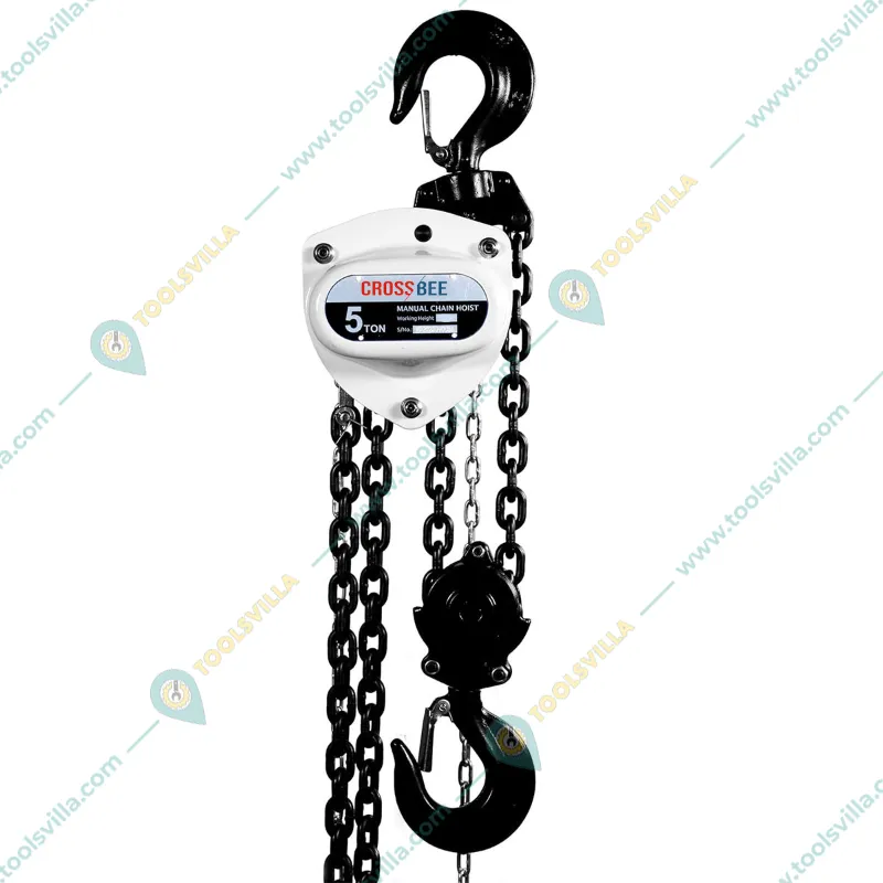 Crossbee 5 ton Chain Pulley Block- 7 Meter Lifting Height & 10 mm Load Chain- Double Fall (Warranty - 6 Months)