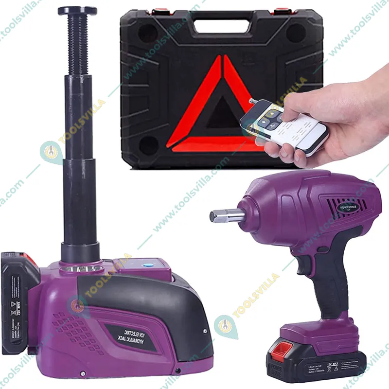 Janvitha 5 Ton Cordless Electric Hydraulic Car Jack With Impact Wrench & LED Light,4-in-1 Car Repair Tool Kit (1 Year Warranty)