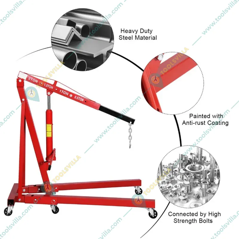 Icon 2 Ton Hydraulic Floor Crane / Engine hoist Mith 8 Feet Maximum Lifting Height 