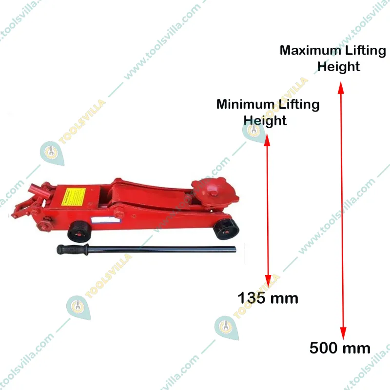 Heavy Duty 5 Ton Capacity Hydraulic Floor Trolley Jack for Garage and Commercial Purposes- Max. Lifting Height 500 mm