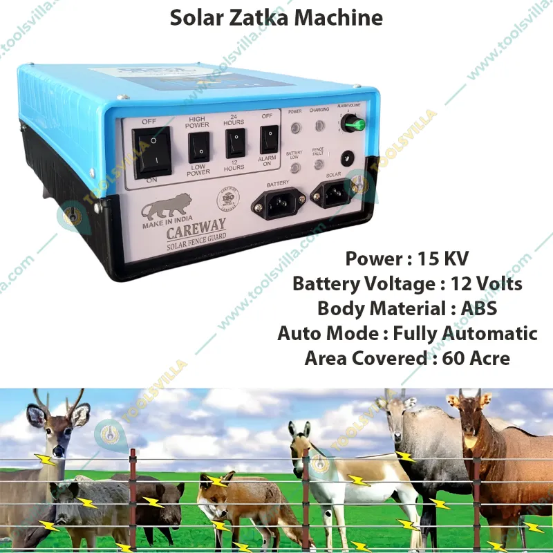 Careway 15 KV Solar Zatka Machine to Cover 60 Acre Area for Agricultural Purpose