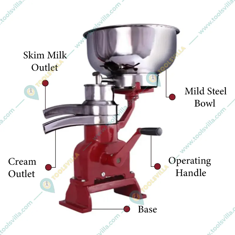 Made in India Heavy Duty 60LPH Hand Operated Milk Cream Separator, MS Body With 7 Litres Tank Capacity