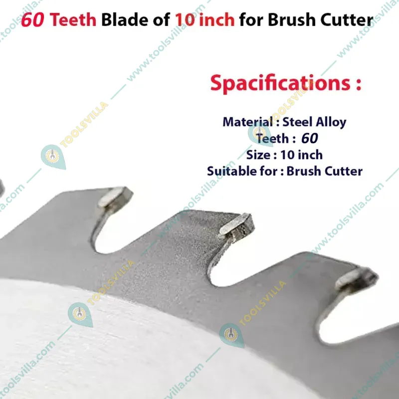 Heavy Duty 10 inch 60-T Blade For All Types of Petrol Brush Cutters / Grass Cutters / Crop Cutters(Quantity-2 Pieces)