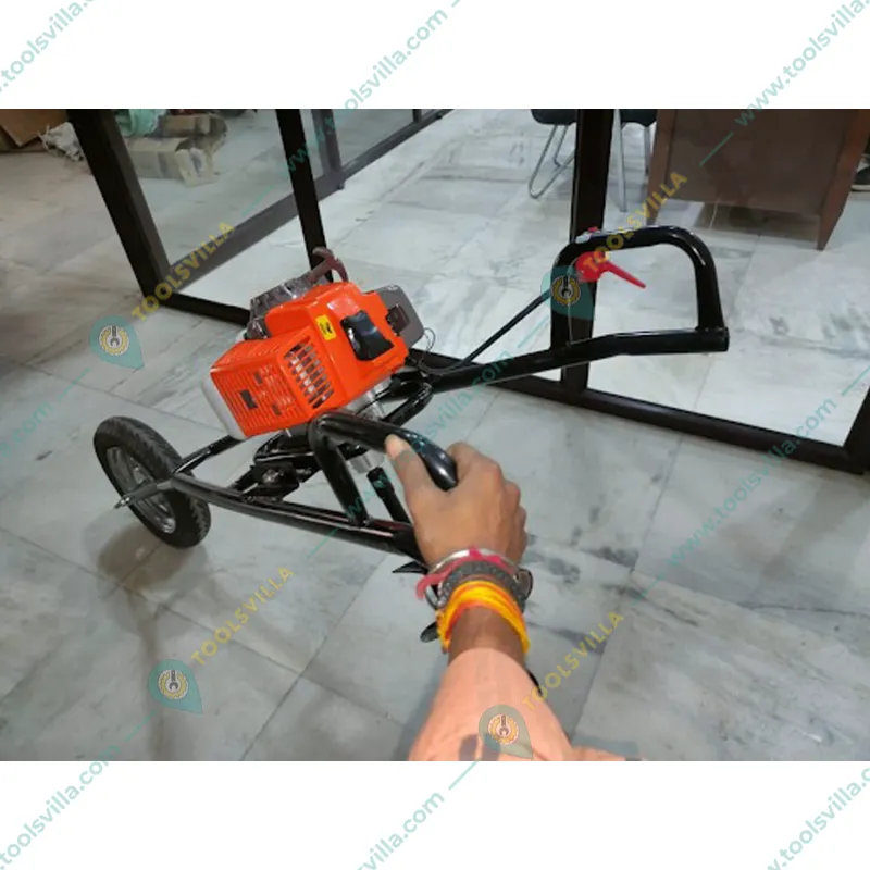 Heavy Duty 63-cc Trolley Type Single Wheel Earth Auger / Post hole digger with 12 inch Auger Bit
