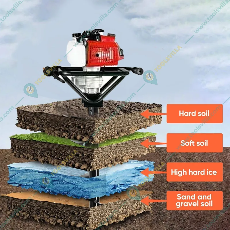 Greenleaf 63-cc 2-stroke Petrol Earth Auger with 12 inch Auger Bit | Post Hole Digger | Soil Drilling Machine