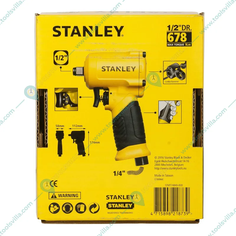 Stanley 1 2 Inch Mini Air Impact Wrench with 678 Nm Max. Torque