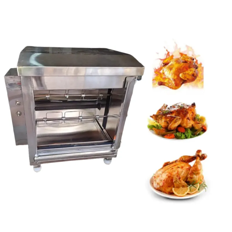 6 Birds Gas Operated Chicken Grill Machine with 2 Skewers for Hotel Purpose